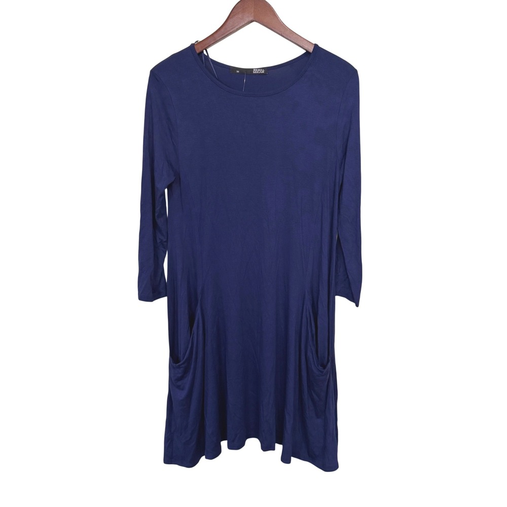 Rebel Sugar Womens Navy Blue Long Sleeve Pocket Knit Dress 40302MM M